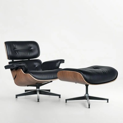 Mid-century Armchair Leather Lounges Chair,Ottoman Include Living Room Furniture