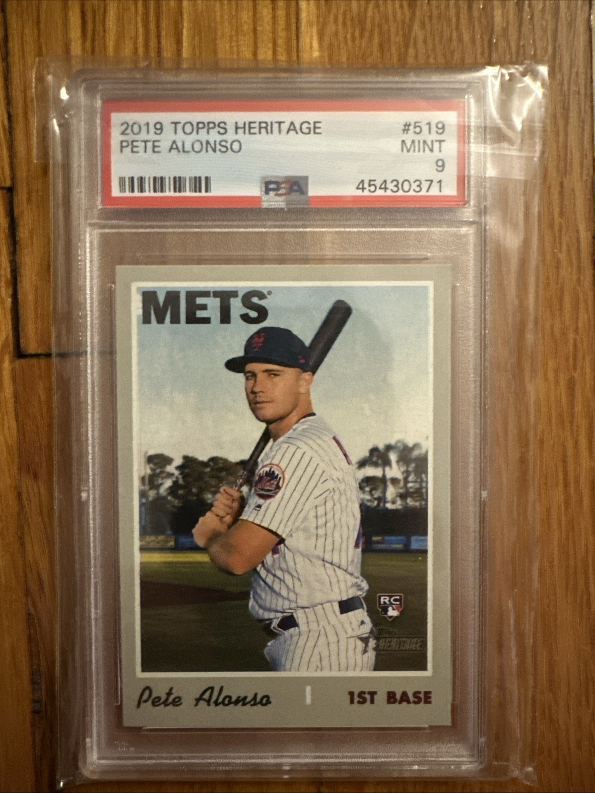 PSA 9 MINT PETE ALONSO 2019 TOPPS HERITAGE ROOKIE RC #519 NICE view 2