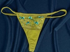 NWOT Vintage Y2K Body By Victoria Low Rise Beaded Mesh V String Thong Medium