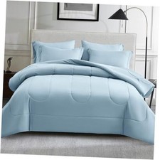 Size Comforter Sets 7 Pieces Bed in a Bag - Down Alternative Full Light Blue
