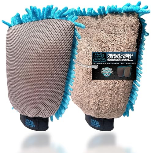 Premium Microfiber Chenille Car Washing Mitt 2 Pack | 2-in-1 Double-Sided - Picture 2 of 8