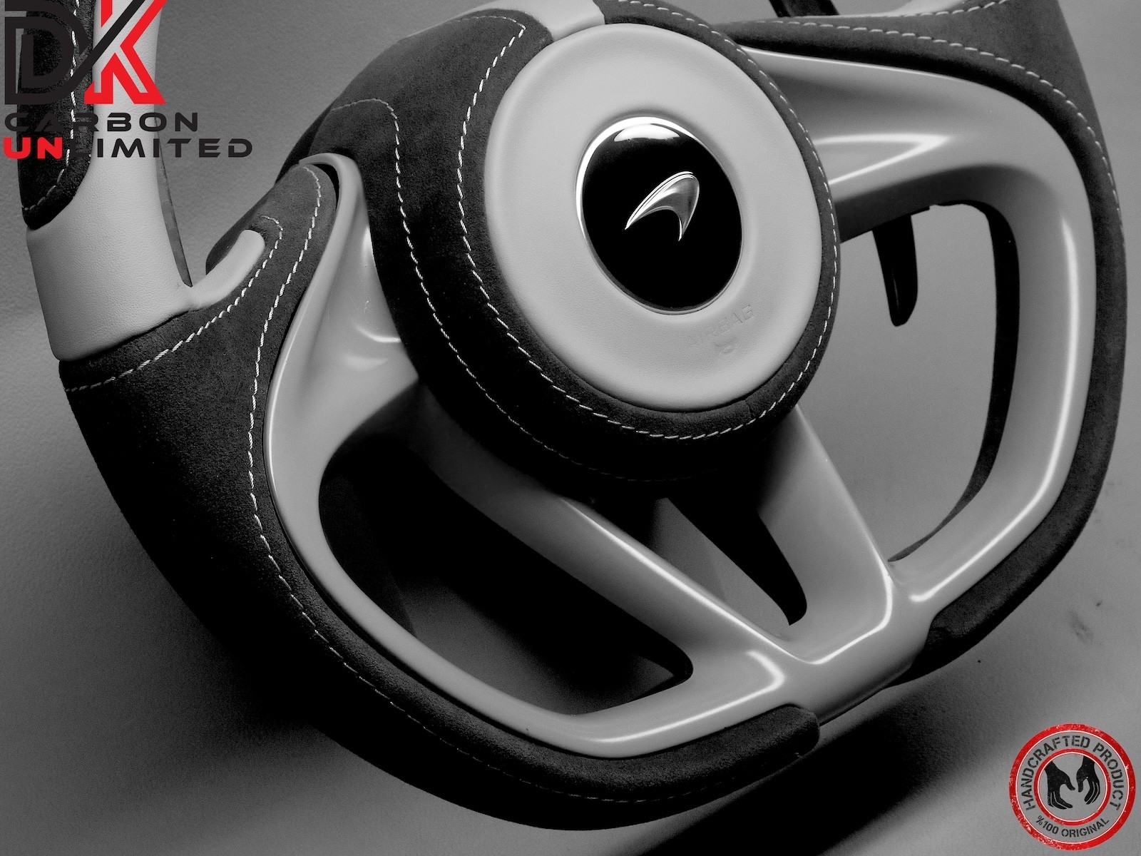 McLaren 750S 720S 765LT Alcantara Gray MSO Weave Matte Carbon Steering Wheel