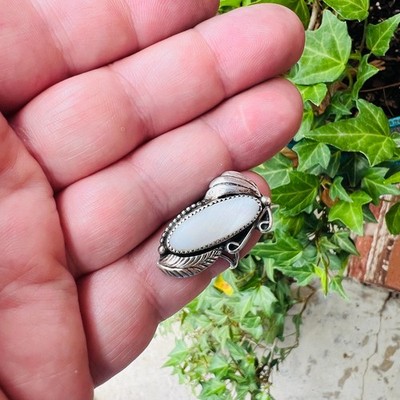 Sterling Silber MOP Inlay Ring Gr. 6 Old Pawn 4,2gr 925 Vintage Fred Harvey Ära
