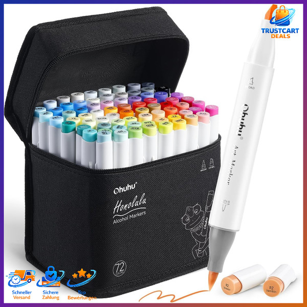 Alkohol Marker Set 72 Farben Doppelspitze FüR KüNstler Malen Zeichnen Kunst-image