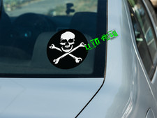 SKULL CROSSBONES STICKER ROUND biker rocker pirate jolly roger outlaw death