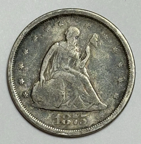 1875 S Seated Liberty Twenty Cent Piece (20¢) ~ 90% Silver