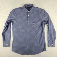 Banana Republic Dress Shirt Mens Large Blue White Slim Fit Non Iron Button Up 