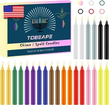 24 Pack Assorted Color Spell Chime Candles, 4 Inch Mini Magic Taper Candles Chri