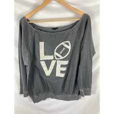 Torrid Love Football Off Shoulder Sweatshirt Grey Size 2X