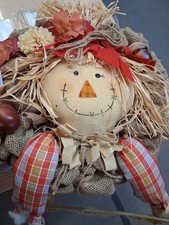 Homade Scarecrow Burlap  Door Hanger And Wrea...