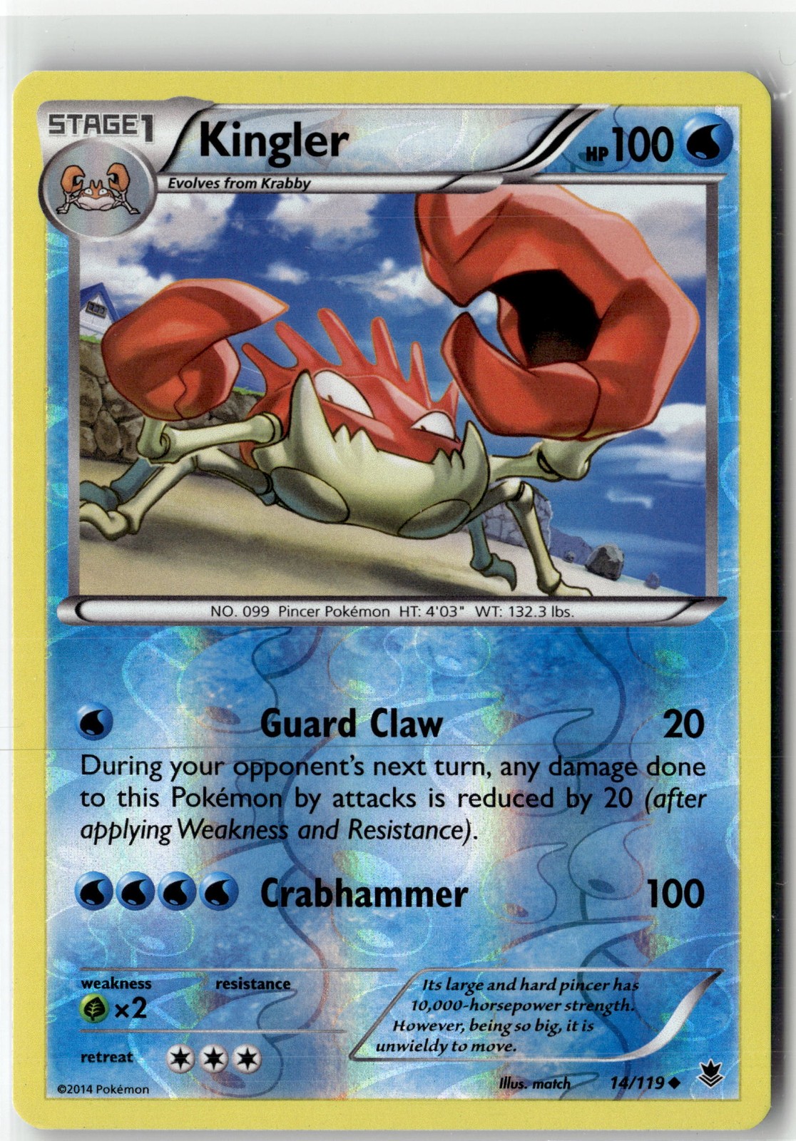 Kingler Uncommon XY - Phantom Forces 14/119 Reverse Holo NM