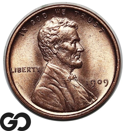 1909 VDB Lincoln Cent Wheat Penny, Lustrous Red, Solid Gem BU++