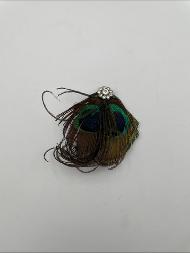 Fascinator feather clip brown olive green blue peacock bridal A10