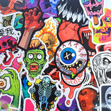 50 PCS Halloween Zombie Sticker Pack Horror Skull Scary Gothic Party Stickers