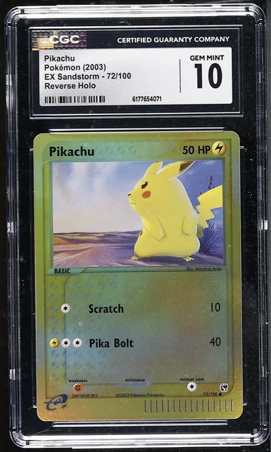 CGC 10 GEM MINT Pikachu 72/100 EX Sandstorm Reverse Holo - NEW CERT - POP 8
