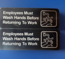 2-Pack  Employees Must Wash Hands Before Returning To Work  Adhesive Signs