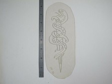 vtg 1960s 1970s Tattoo acetate stencil Snake and Dagger signed SN2