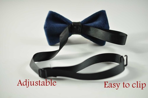 Father Son Match 100% Handmade Navy Blue Velvet Bow Tie Bowtie Wedding Party - Picture 12 of 18