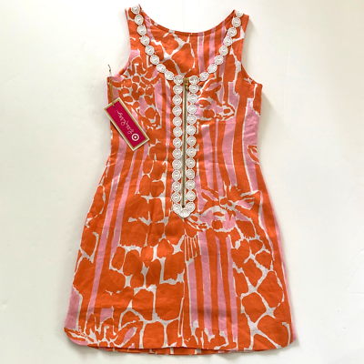 NWT Lilly Pulitzer x Target Linen Shift Dress sz 2 0 Giraffe Pineapple Zip  | eBay