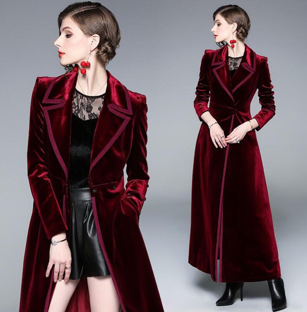Gold Velvet Parka Overcoat Womens Skinny Blouses Coats Long Jacket Slim Fit New eBay