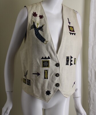 Deborah Murphy Sz M L 42'' Bust Art Wear Folk Angel OOAK Vest Jacket Lagenlook