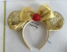 Tokyo Disney Resort Head Band Sequins Belle Gold Minnie Mouse Beauty ＆ The Beast