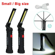 1/2* Rechargeable LED COB Work Light Mechanic Base Flashlight Lamp Torch Bright