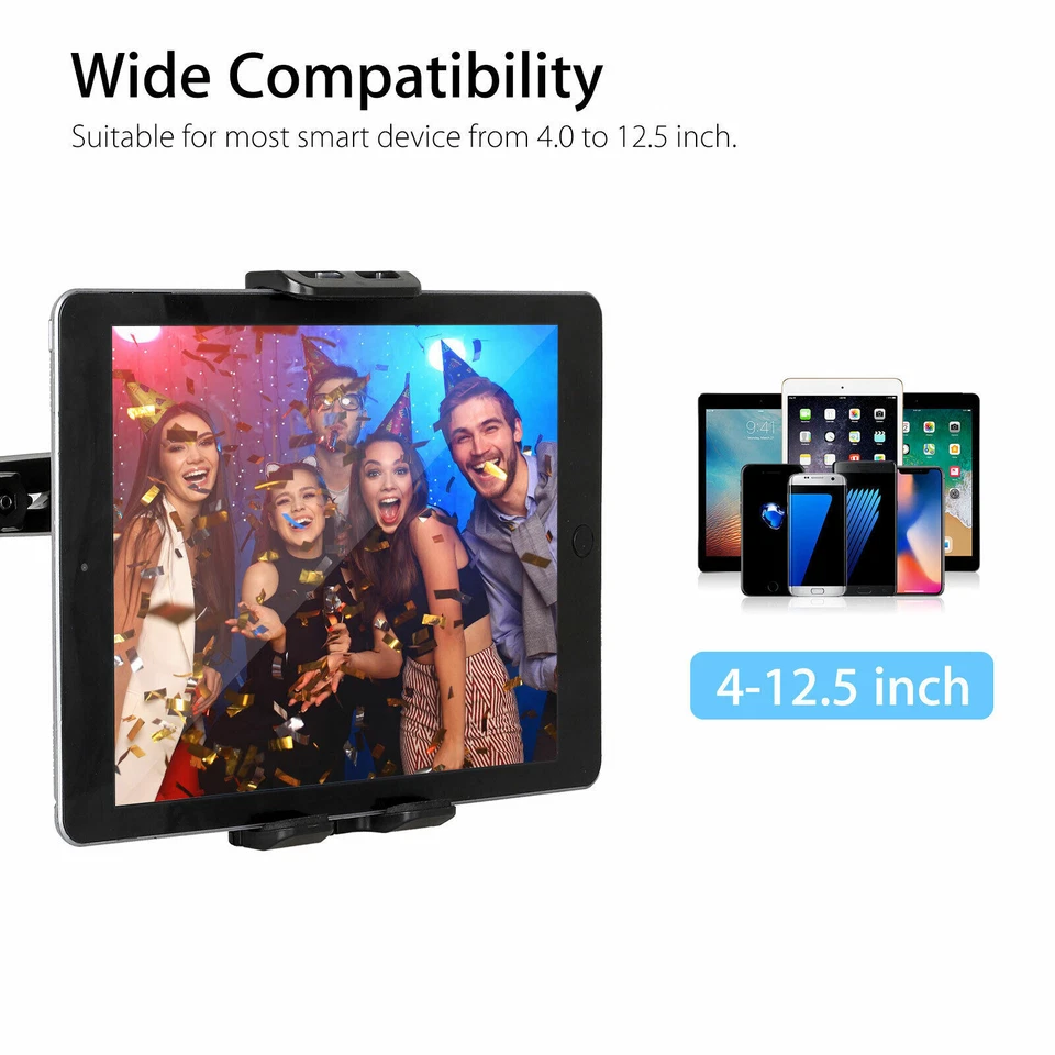 360° Car Back Seat Headrest Mount Holder Stand for 4-12Inch Phone Tablet PC iPad - Image 2 of 4