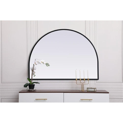 Elegant Decor Ayra 33x24" Arch Modern MDF Wood/Iron Mirror in Black - Picture 7 of 9