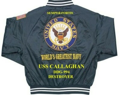 USS CALLAGHAN  DDG-994 DESTROYER NAVY EMBROIDERED SATIN JACKET(BACK ONLY)