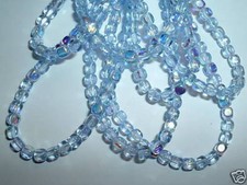 AL609 CZECH 4mm Glass CUBE Beads-LIGHT SAPPHIRE AB-100