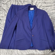 Vintage Pendleton Blazer Jacket/Skirt Set 100 Virgin Wool Blue/Purple Women