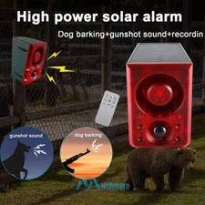 Outdoor Solar Motion Sensor Dog Barking Sound Alarm Strobe Light Animal Repeller