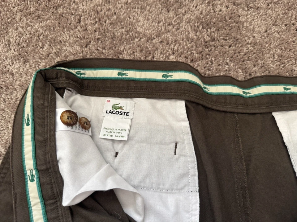 Lacoste Pants Mens 38 Brown Regular Fit Flat Front Pockets - Image 2 of 4