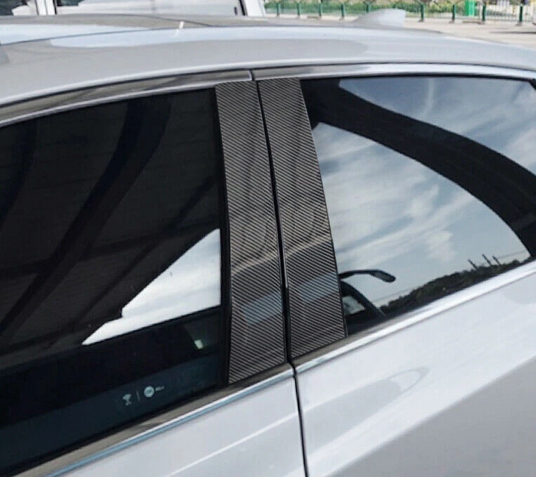 6x For Cadillac CT6 2016-2020 ABS Carbon Fiber Window BC Pillar Post Cover Trim - Imagem 3 de 4