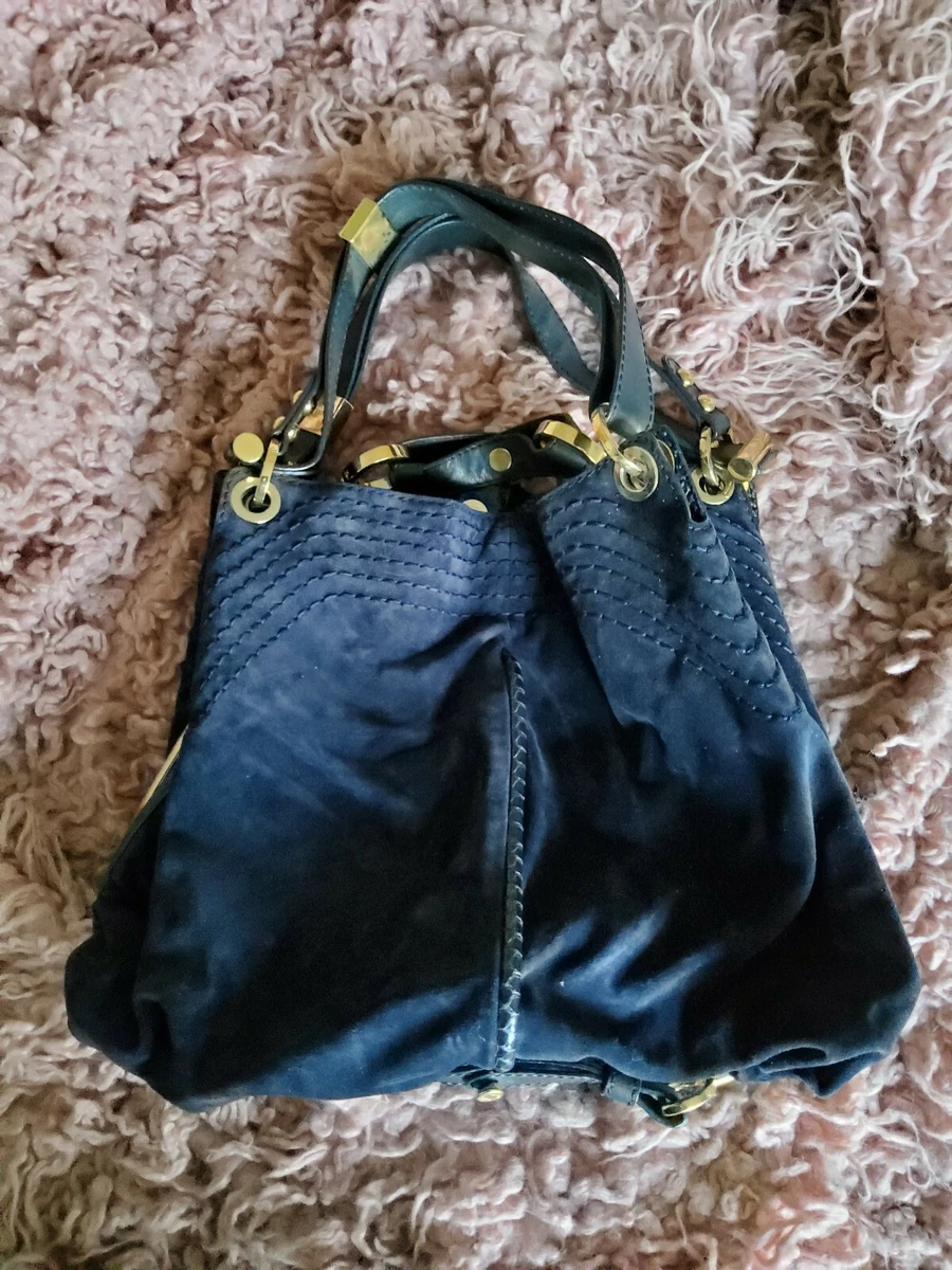 Bolso Alex de gamuza y serpiente de agua Jimmy Choo excelente gamuza marina