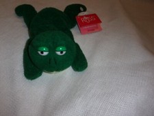 Russ Berrie 6" Frugs the Bean Bag Frog Plush 21104 super soft yellow green