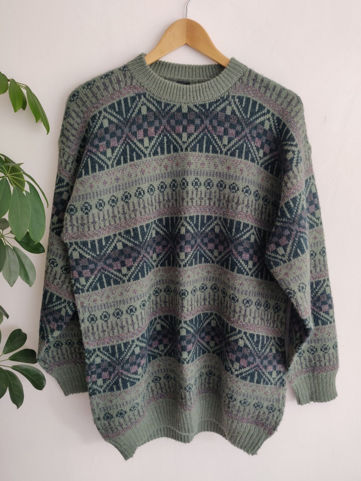 Vintage ALPACA Wool Sebsatex Graphic Knit Sloppy Joe Jumper ~ STUNNING PATTERN image 7
