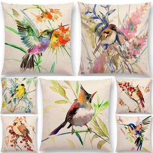 Pillow-Bird-Cushion-Tree-Cotton-Linen-Case-Cover-Sofa-Car-Waist-Cover-Home-Decor