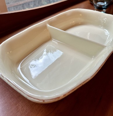 Cucina Fresca VIETRI (made In Italy) 14'' Oval Divided Vegetable Bowl NWOT Crema