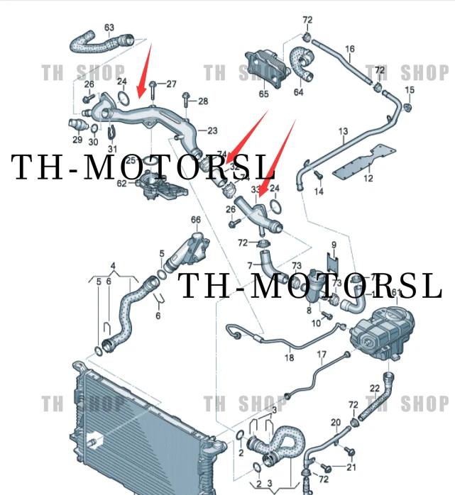 06E121045AN 06E121045BE OEM 3PCS NEW WATER COOLING PIPE HOSE TUBE For AUDI A6 C8 - Image 4 of 4