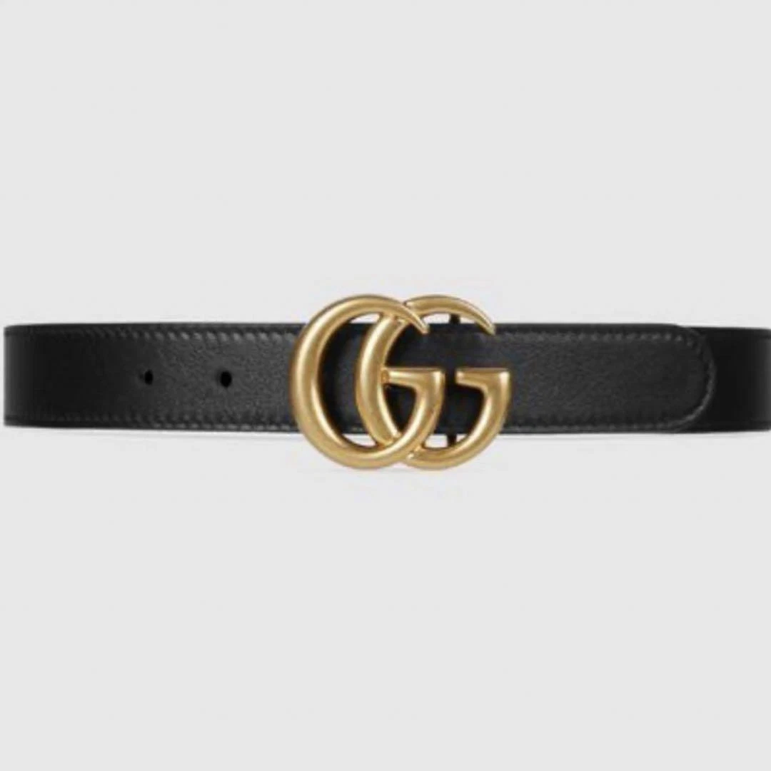 Ceinture mode femme GUCCI cuir noir double G authentique