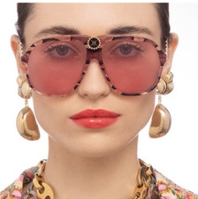 NWT $380 Camilla "The Heiress" pink glitter snake oversized aviator sunglasess