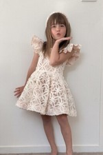 See You Flutter Dress - Ivory Rose Floral Ribbons Girls size 9