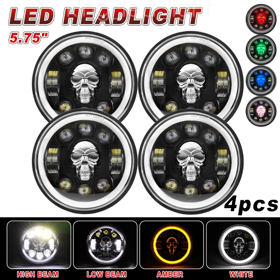4 шт круглых светодиодных фар для GMC C15/C1500 1961-1972 Pickup C2500 5,75 дюйма 5-3/4 дюйма - Изображение 2 из 4