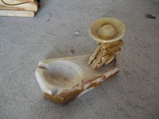 Vintage Carved Stone Mexican Man Ashtray LOOK