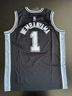 Victor Wembanyama #1 Men's San Antonio Spurs Black Jersey Size MEDIUM - 48 - New