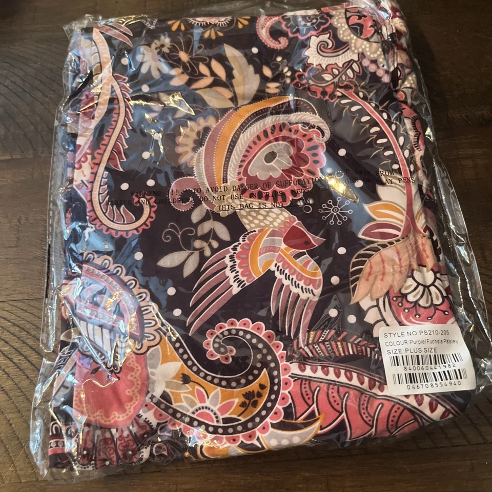 Leggings Talla Grande Rosa Y Negro Paisley Talla Única Foto 3 de 4