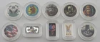 Lot of 10 - 1 Gram .999 Fine Silver Colorized Art Rounds / Bars - 320 Coins -366