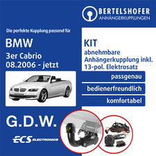 F�r BMW 3er Cabrio Typ E93 08.2006-jetzt AHK abnehmbar +13pol spezifisch E-Satz